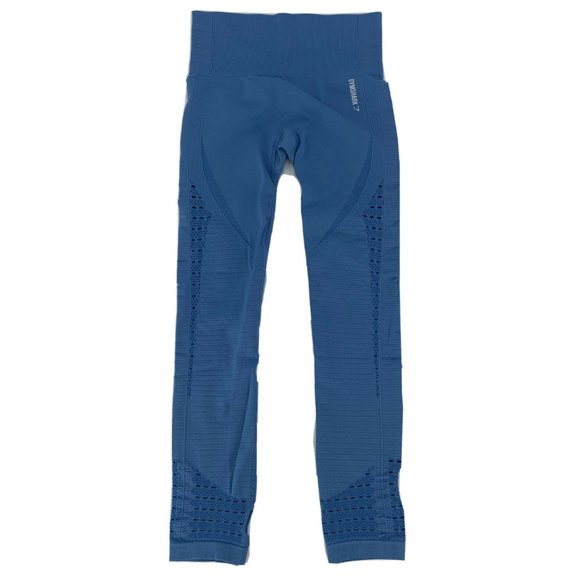 Women's Gymshark Active Solid Band Fit‎ Seamless Leggings Blue Small EUC - Picture 1 of 9